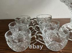 1894 EAPG Mckee Cut Glass Punch Bowl With Base & 12 Cups