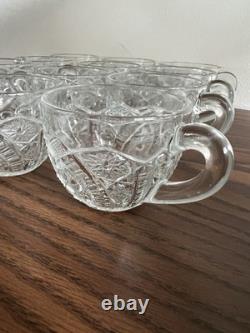 1894 EAPG Mckee Cut Glass Punch Bowl With Base & 12 Cups