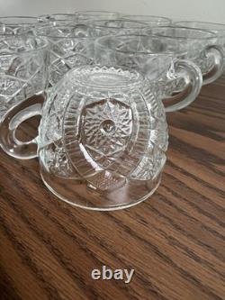 1894 EAPG Mckee Cut Glass Punch Bowl With Base & 12 Cups
