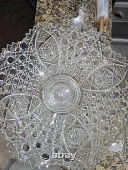 1894 EAPG Mckee Cut Glass Punch Bowl With Base & 9 Cups