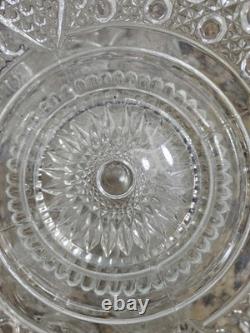 1894 EAPG Mckee Cut Glass Punch Bowl With Base & 9 Cups