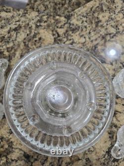 1894 EAPG Mckee Cut Glass Punch Bowl With Base & 9 Cups