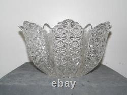 1899 American Brilliant Period Cut Glass Panel Stars Punch Bowl Persian Pattern