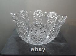 1899 American Brilliant Period Cut Glass Panel Stars Punch Bowl Persian Pattern