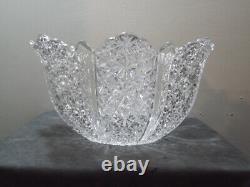 1899 American Brilliant Period Cut Glass Panel Stars Punch Bowl Persian Pattern