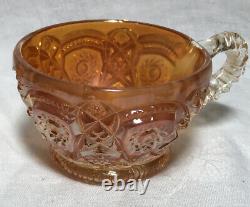 1900s Punch Bowl/Stand, Fashion Marigold (Carnival) 6 Cups by IMPERIAL GLASS