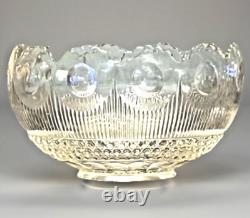 1910-20's Antique US Glass Manhattan Clear Tiffin Franciscan Bullseye Punch Bowl