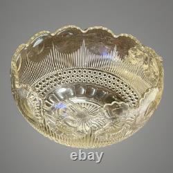 1910-20's Antique US Glass Manhattan Clear Tiffin Franciscan Bullseye Punch Bowl
