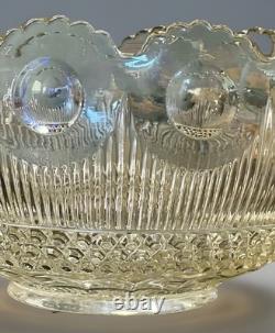 1910-20's Antique US Glass Manhattan Clear Tiffin Franciscan Bullseye Punch Bowl