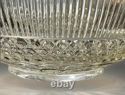 1910-20's Antique US Glass Manhattan Clear Tiffin Franciscan Bullseye Punch Bowl