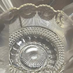 1910-20's Antique US Glass Manhattan Clear Tiffin Franciscan Bullseye Punch Bowl