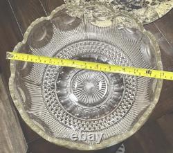 1910-20's Antique US Glass Manhattan Clear Tiffin Franciscan Bullseye Punch Bowl