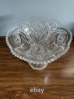 1910 Cambridge Glass #2351 Punch Bowl + Pedestal Stand, Near Cut