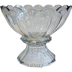 1920s American Heisey Puritan Clear (Colonial) Clear Glass Punch Bowl on Stand