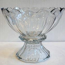 1920s American Heisey Puritan Clear (Colonial) Clear Glass Punch Bowl on Stand