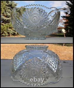 1930 Star & Diamond Duncan&Miller 40 Clear Punch Set Glass Bowl Underplate Cups