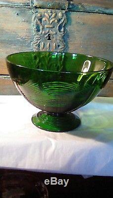 1930's Cambridge Emerald Punch Bowl Tally Ho Pattern