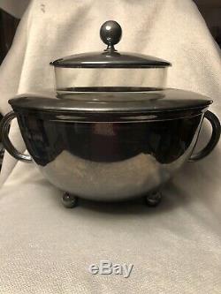 1930s Art Deco Signed WMF Silver Plated Punch Bowl With Glass Insert