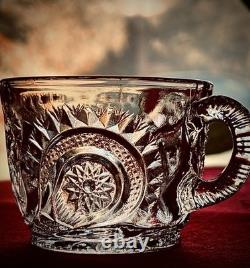 1930s LE Smith Punch Bowl Set (12 Cups) Pinwheel & Star Design Mint condition
