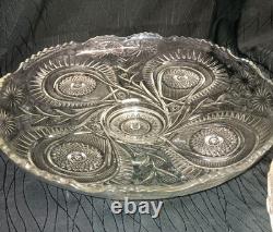 1930s LE Smith Punch Bowl Set (16 Cups) Pinwheel & Star Design Mint condition