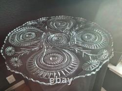 1935 Vintage LE Smith Pinwheel and Stars 3 Piece Punch Bowl with Platter & Stand