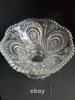 1935 Vintage LE Smith Pinwheel and Stars 3 Piece Punch Bowl with Platter & Stand