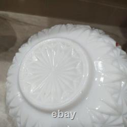 1940s Hazel Atlas Williamsport Milk Glass Punch Bowl, 14 cups, 1 Small Bowl