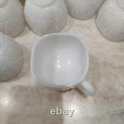 1940s Hazel Atlas Williamsport Milk Glass Punch Bowl, 14 cups, 1 Small Bowl