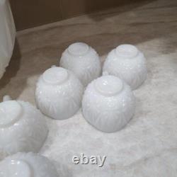 1940s Hazel Atlas Williamsport Milk Glass Punch Bowl, 14 cups, 1 Small Bowl