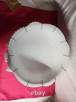 1950's Thatcher McKee White Milk Glass Punch Bowl Concord 28pc set WithHangers