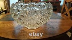 1950's Vintage American Cut Glass Punch Bowl (8lbs)