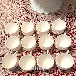 1950's WHITE HOBNAILFENTON CHARISH PUNCH SET w. 12 CUPSNO LADEL#3712-MI