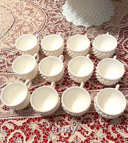 1950's WHITE HOBNAILFENTON CHARISH PUNCH SET w. 12 CUPSNO LADEL#3712-MI