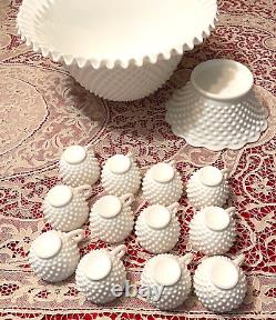 1950's WHITE HOBNAILFENTON CHARISH PUNCH SET w. 12 CUPSNO LADEL#3712-MI