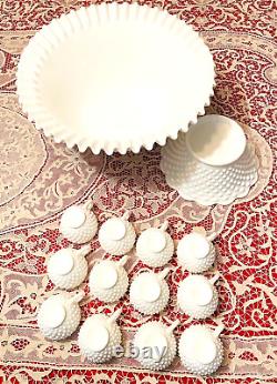 1950's WHITE HOBNAILFENTON CHARISH PUNCH SET w. 12 CUPSNO LADEL#3712-MI