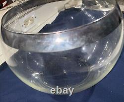 1950s Dorothy Thorpe Silver Band Punch Bowl with 12 Rolly Polly Cups