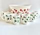 1950s Hazel Atlas Polka Dot Milk Glass Punch Bowl 6 Cups, Mid Century Holiday