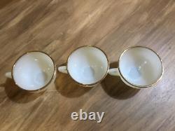 1950s SANDWICH IVORY Anchor Hocking White MILK GLASS Punch Bowl & Stand 12 cups