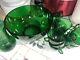 1960s Anchor Hocking Emerald Green Glass Punch Bowl With Cups