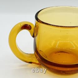 1960s Italian Blown Glass Punch Bowl Set Honey Amber Tole Metal Grape Vine Stand
