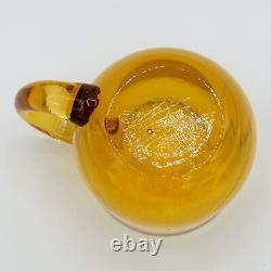 1960s Italian Blown Glass Punch Bowl Set Honey Amber Tole Metal Grape Vine Stand