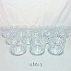 1963 Elegant Vintage West Virginia Glass Iridescent Punch Bowl And 12 Cup Set