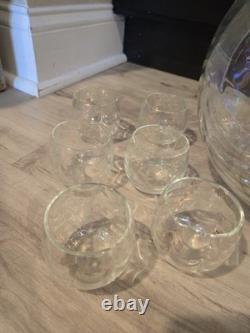 1963 Elegant Vintage West Virginia Glass Iridescent Punch Bowl And 12 Cup Set