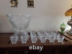 1970's Anchor Hocking Wexford Punch Bowl and Stand Set / Service for 18