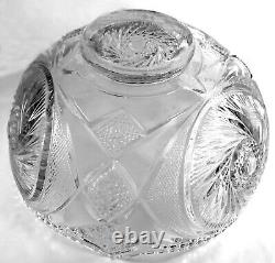 1980s LE Smith Clear Crystal Glass McKee Aztec 13d Punch Bowl Set 12 Cups