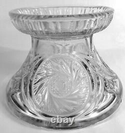 1980s LE Smith Clear Crystal Glass McKee Aztec 13d Punch Bowl Set 12 Cups