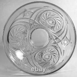 1980s LE Smith Clear Crystal Glass McKee Aztec 13d Punch Bowl Set 12 Cups