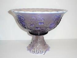 1982 Westmoreland Lilac Opalescent Fruits Punch Bowl, 12 Cups & Ladle #230/500