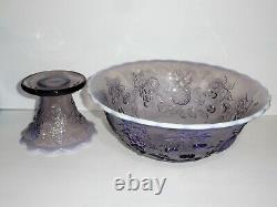 1982 Westmoreland Lilac Opalescent Fruits Punch Bowl, 12 Cups & Ladle #230/500