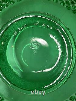 1985 FENTON ART GLASS 14 Pc GREEN OPALESCENT HOBNAIL PUNCH BOWL SET
